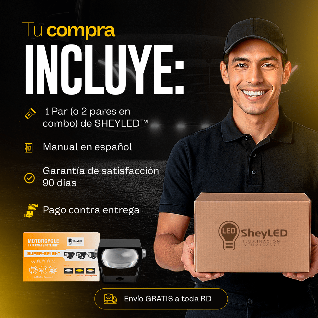 Proyector LED SheyLED™ Plano Ultra Brillantes – Protección en Carro y Motor, Lluvia/Noche/Niebla