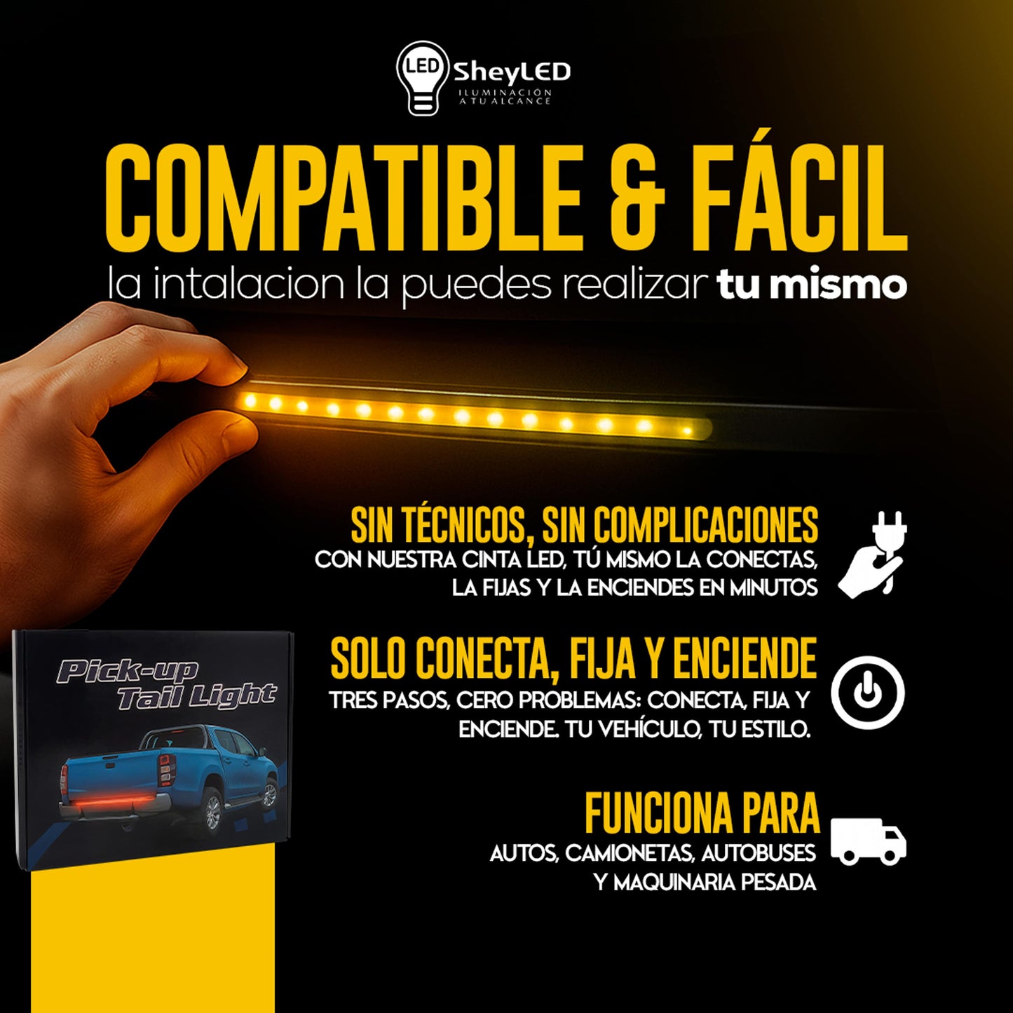 Cinta LED Multicolor SheyRacing™ — Estilo + Seguridad nocturna – 12/24 VOLTIOS