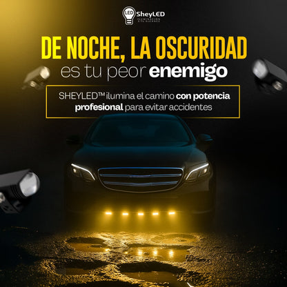 Proyector LED SheyLED™ Plano Ultra Brillantes – Protección en Carro y Motor, Lluvia/Noche/Niebla