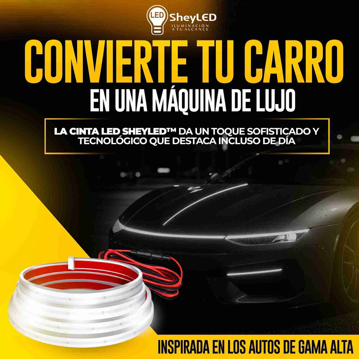 Cinta LED Bonete SheyLED™ - Estilo Moderno Para Tu Vehículo.