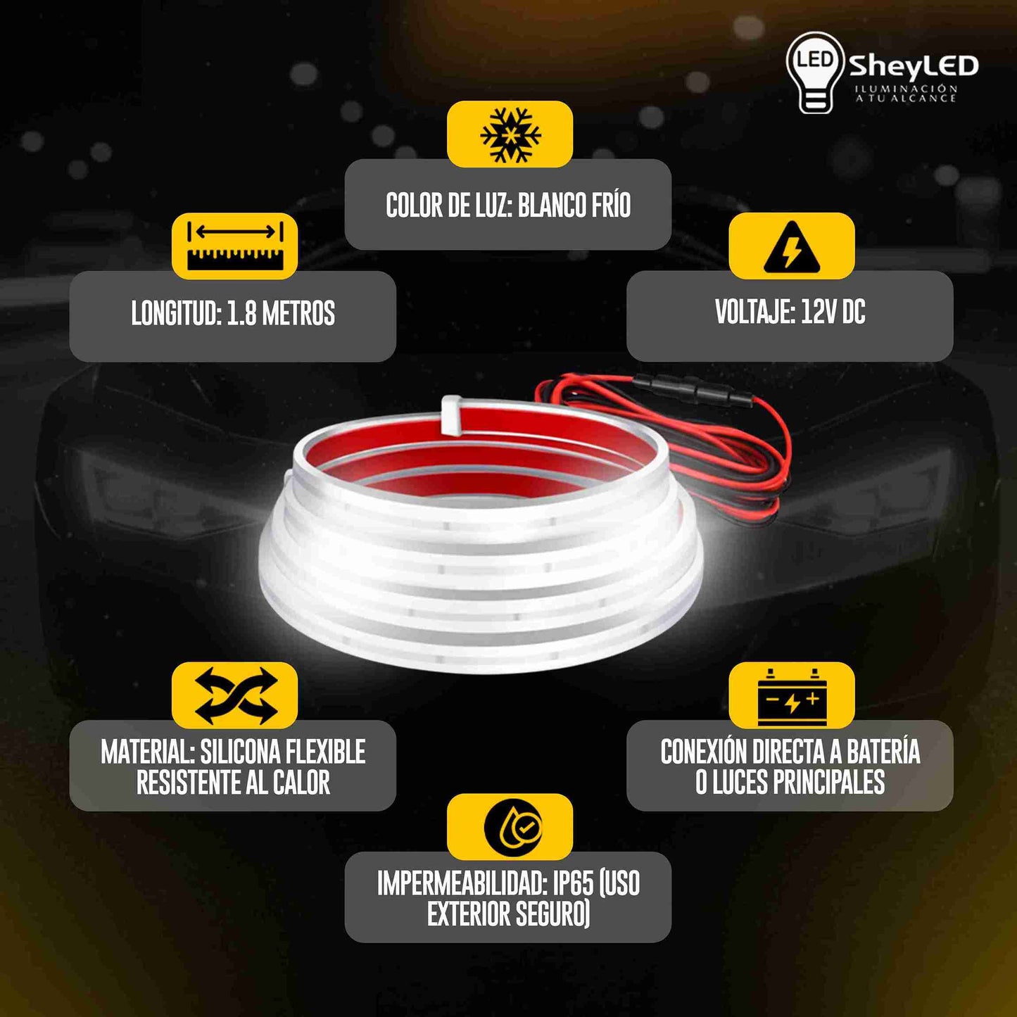 Cinta LED Bonete SheyLED™ - Estilo Moderno Para Tu Vehículo.