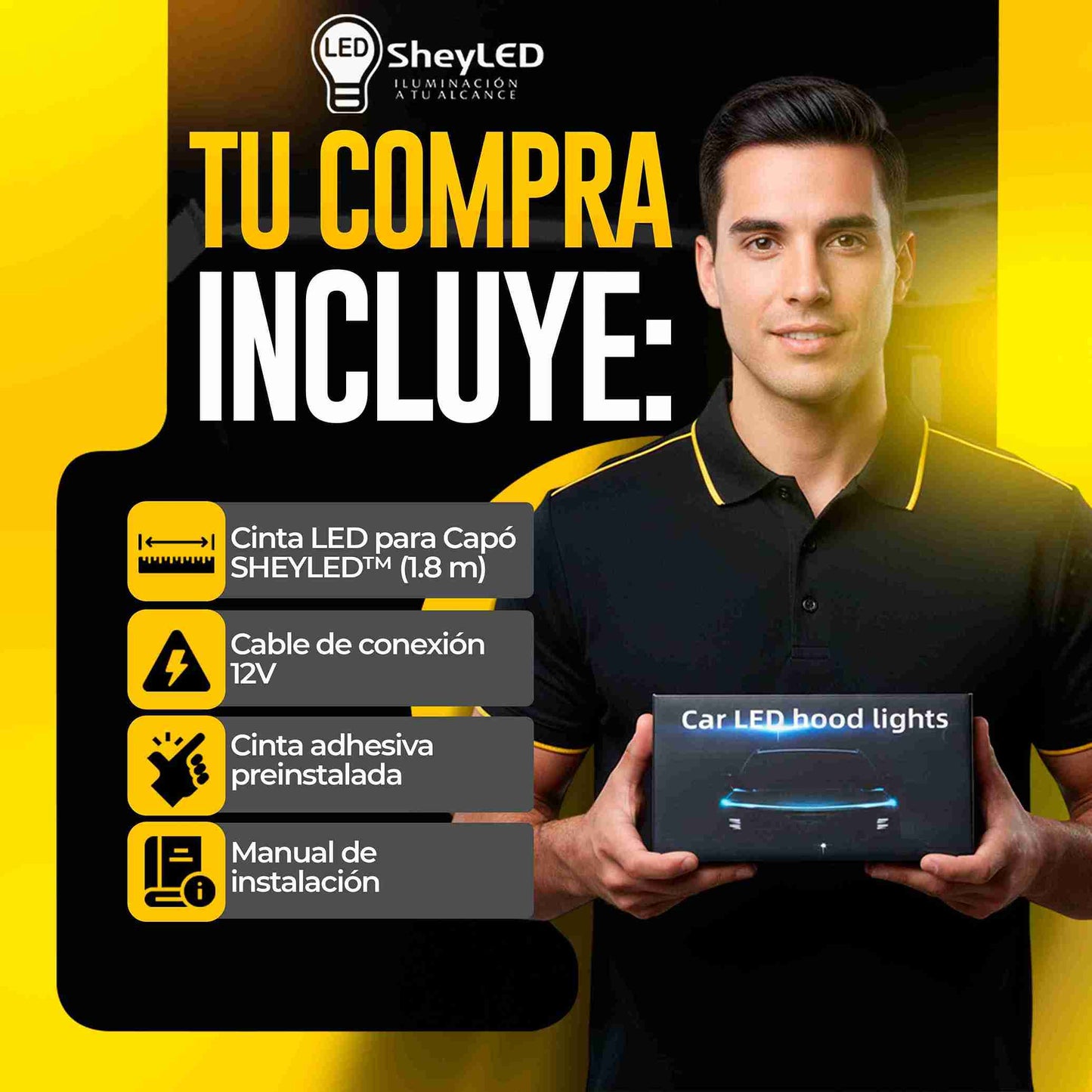 Cinta LED Bonete SheyLED™ - Estilo Moderno Para Tu Vehículo.